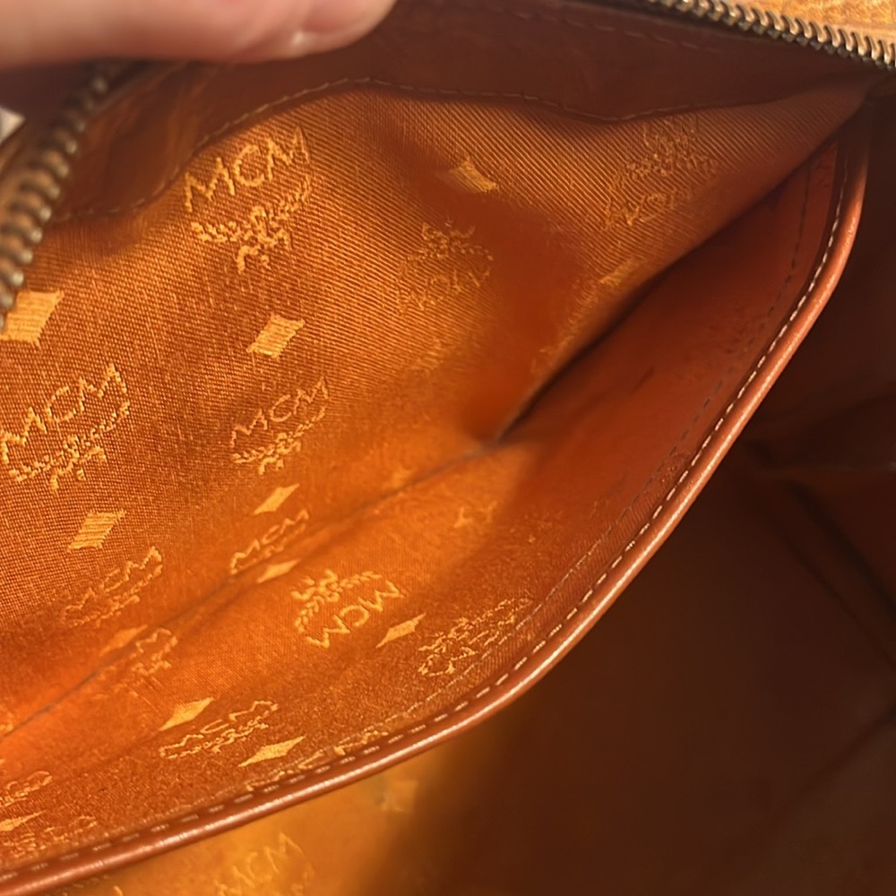 MCM Orange and Brown Logo Satchel - Picture 13 of 15